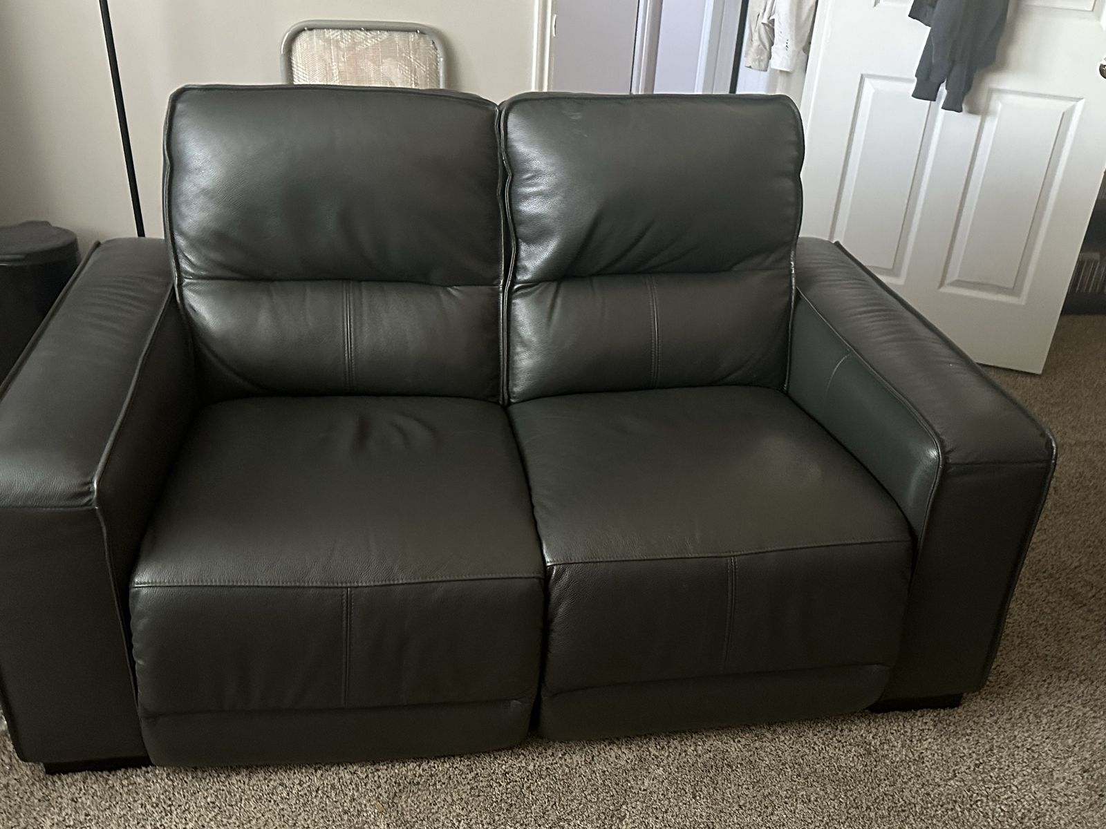 Electric reclining Leather Loveseat