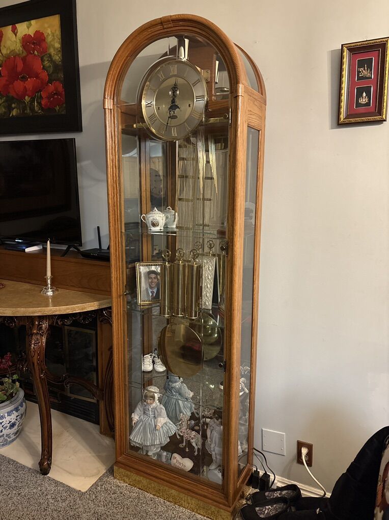 Solid Oak Ridgeway Curio Grandfather Clock