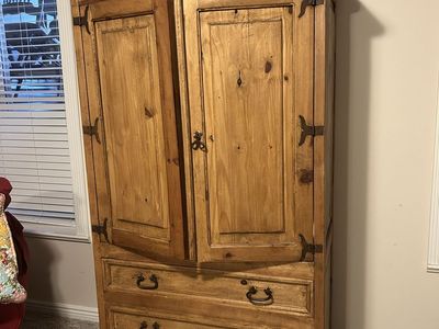 Rustic solid wood media/storage hutch