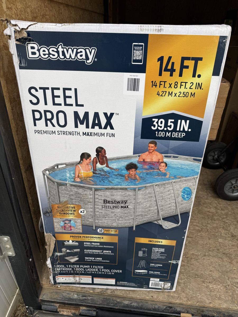 Bestway Steel Pro MAX 14' x 42" Round Above Ground Swimming Pool Set - Gray, 3440 Gal