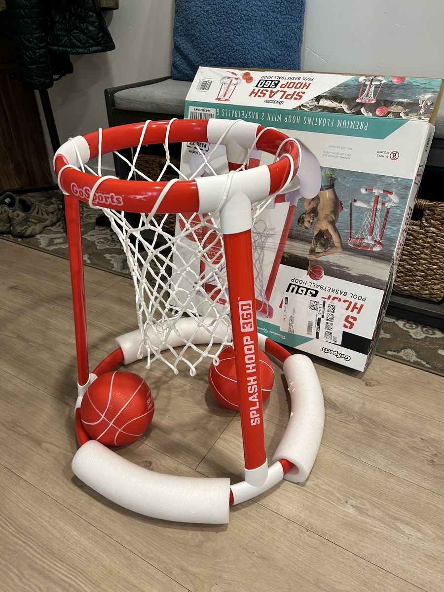 Pool hoop and pool basketballs