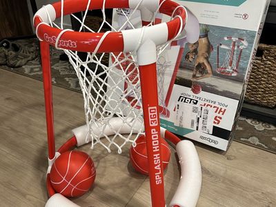 Pool hoop and pool basketballs