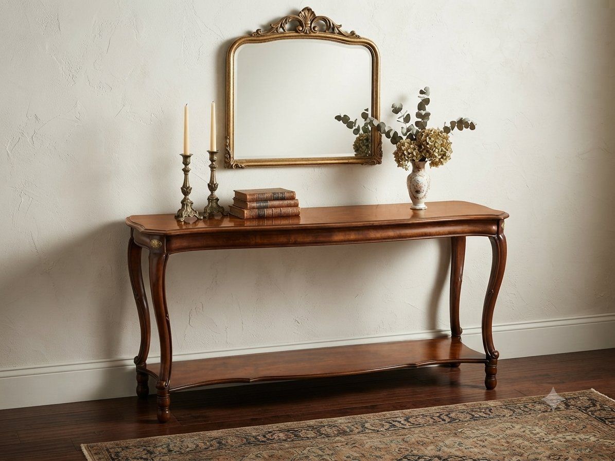 Vintage Burlwood Console Table