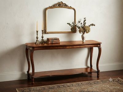 Vintage Burlwood Console Table