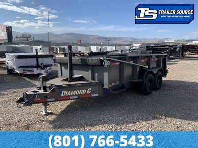 7x14 Diamond C LPT 207 Dump Trailer - 32" Sides - 15.5K GVWR - 14 Ply Tires, Long Arm Tarp