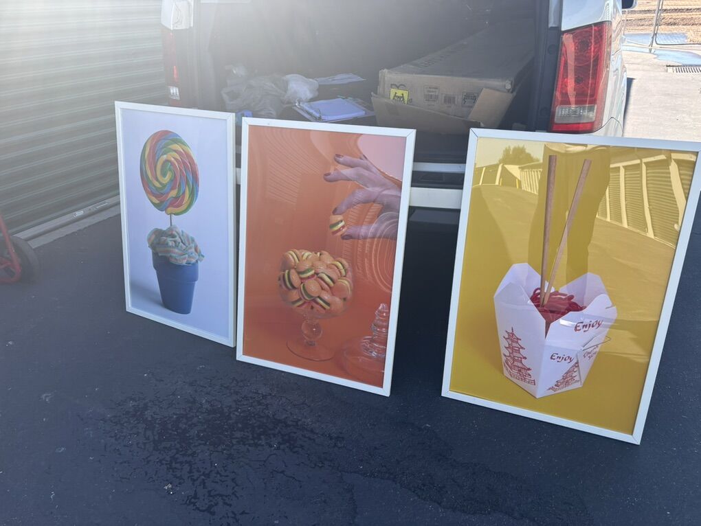 vibrant framed food-themed pictures