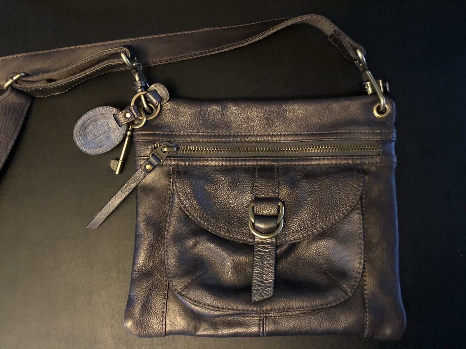 Leather Fossil Purse with Strap Crossbody