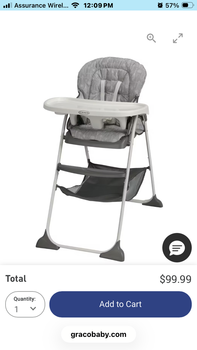 Graco slim snacker high chair