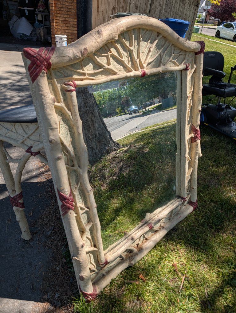Antique mirror and stand