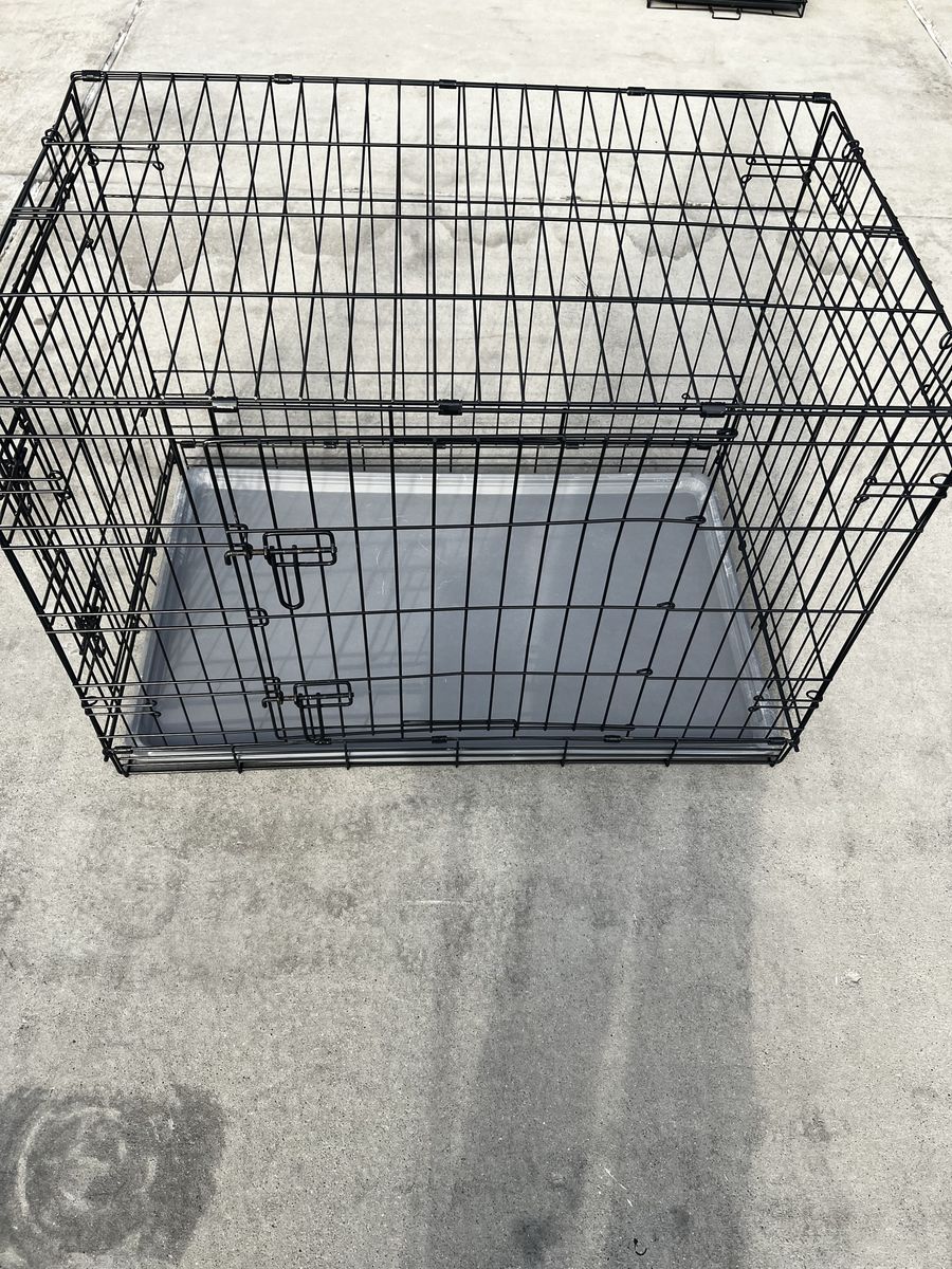Folding Dog Crate - 36" L x 23" W x 25" H Wire Pet Kennel with Removable Tray