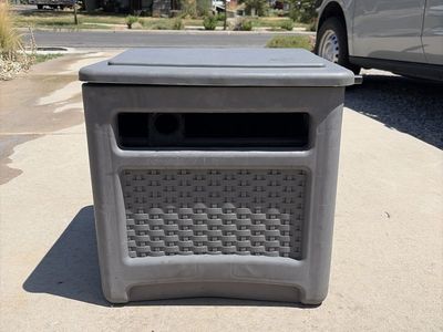 Unbranded Gray Plastic Square Side Table / Storage Bin - Outdoor Patio Furniture