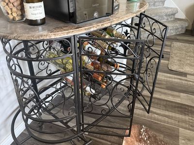 Wrought Iron Wine Bar / Wine Rack Console – Heavy Duty