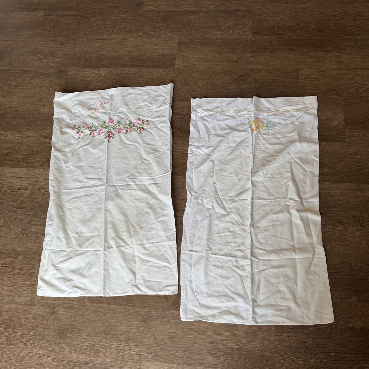 Vintage Floral Embroidered Pillowcases Rose & Dais