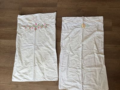 Vintage Floral Embroidered Pillowcases Rose & Dais