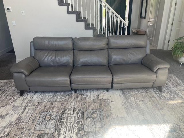 Beautiful RC Willey Venice Gray Leather-Match Power Reclining Living Room Set