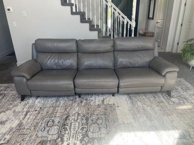 Beautiful RC Willey Venice Gray Leather-Match Power Reclining Living Room Set