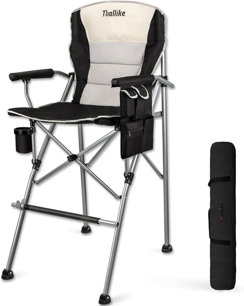 **See images**Foldable High Portable- Camping Bar Height Folding Chair w/ Stroage Bag Cup Holder