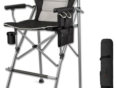 **See images**Foldable High Portable- Camping Bar Height Folding Chair w/ Stroage Bag Cup Holder