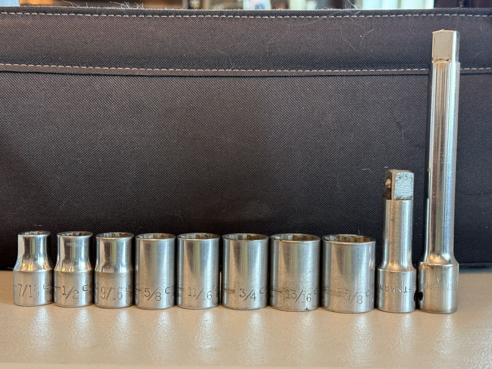 Craftsman 1/2" Drive Shallow Sockets & Extensions – 10 pc SAE Set