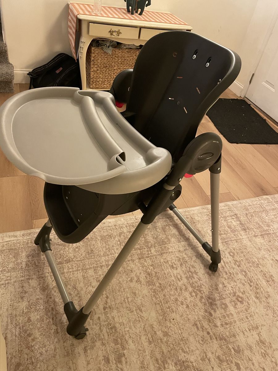 Adjustable High Chair with Removable Tray Insert - Black & Gray