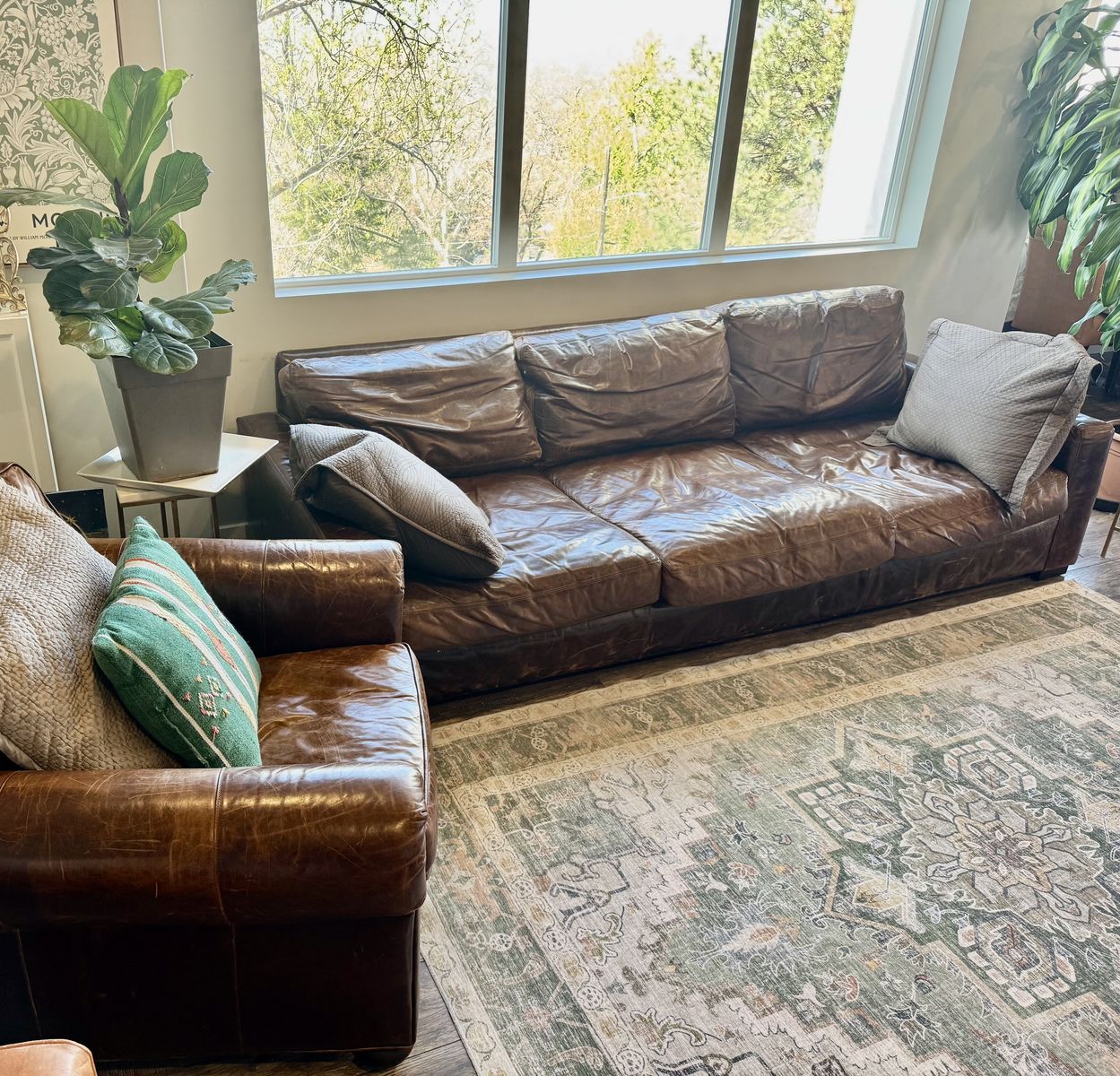 11K Restoration Hardware Leather Couch 10ft  LUXE Deep Lancaster Sofa