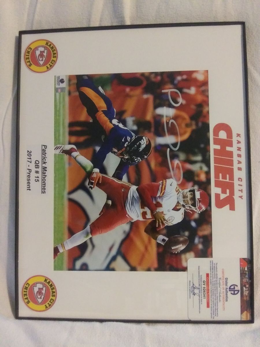 Autographed Patrick Mahomes Framed Photo.