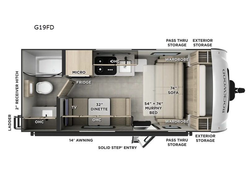 2026 Forest River RV Rockwood GEO Pro G19FD Travel Trailer Murphy Bed|Rear Bath