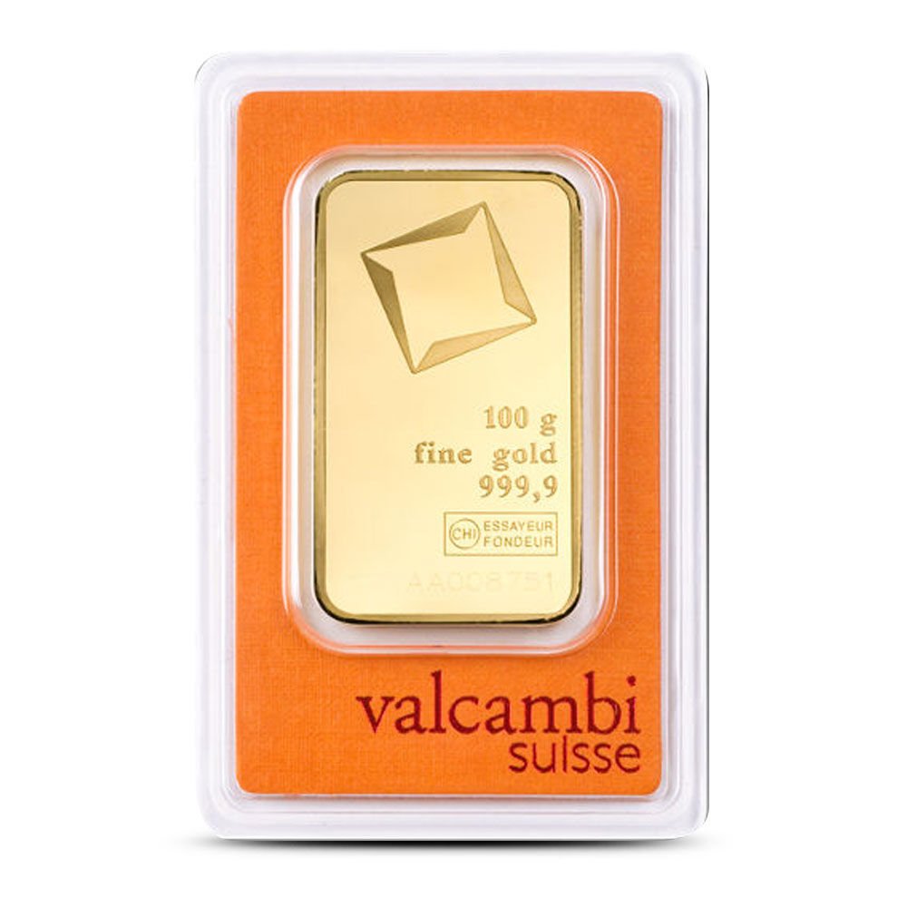 Valcambi Suisse 100 Gram Gold Bar