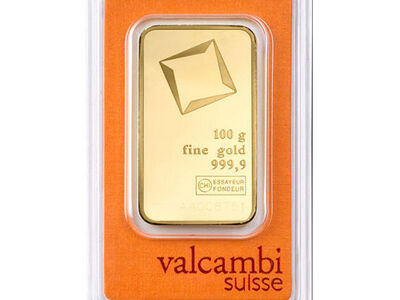 Valcambi Suisse 100 Gram Gold Bar