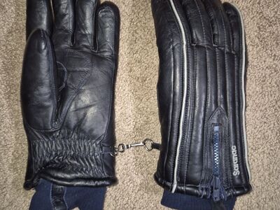 Saranac Navy Leather Medium Ski Winter Gloves