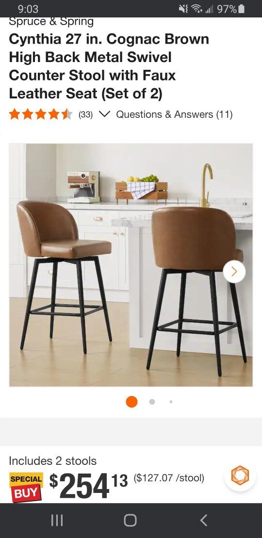 High back Metal Swivel Stools