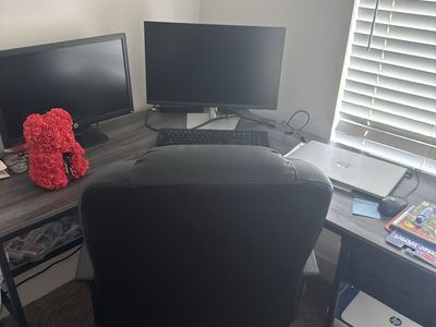 L-Shaped Corner Computer Desk - Gray Wood Grain Finish