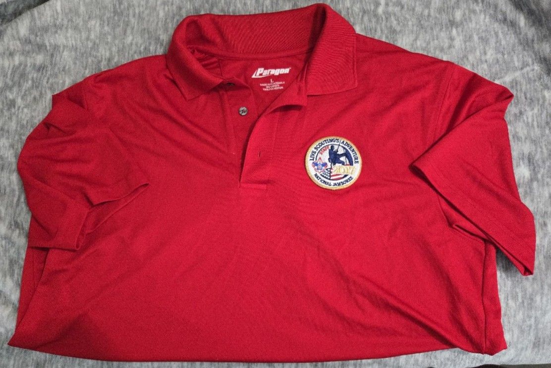 Boy Scout National Jamboree 2017 men's red polo, large.