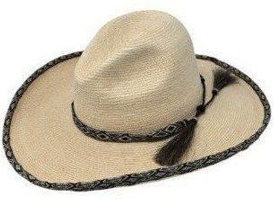 NEW SunBody Guatemalan Palm Black Diamond Gus 4" Brim Sun Hat 6 7/8 Tassels