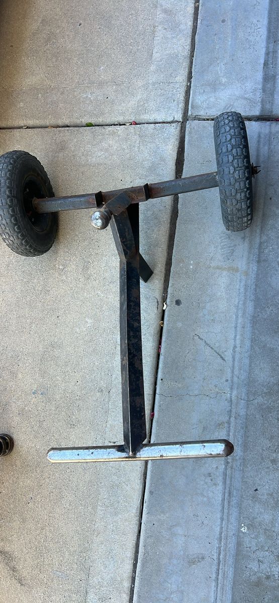 Heavy-Duty Steel Utility Dolly with Tires - Manual Tow Bar for Moving Equipment