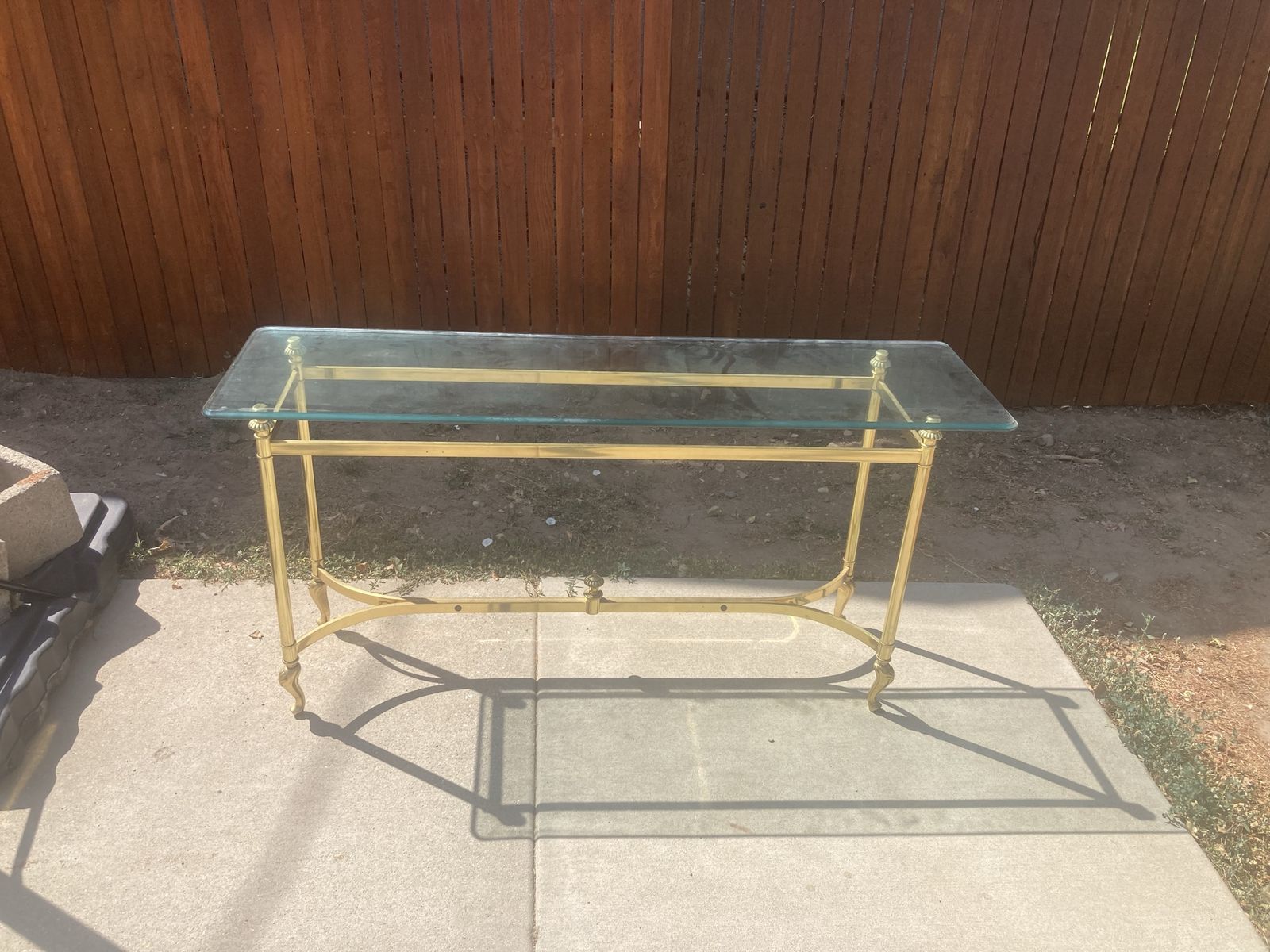 1980’s Brass and Glass Console Table, Entryway or Sofa Table, Vintage Style