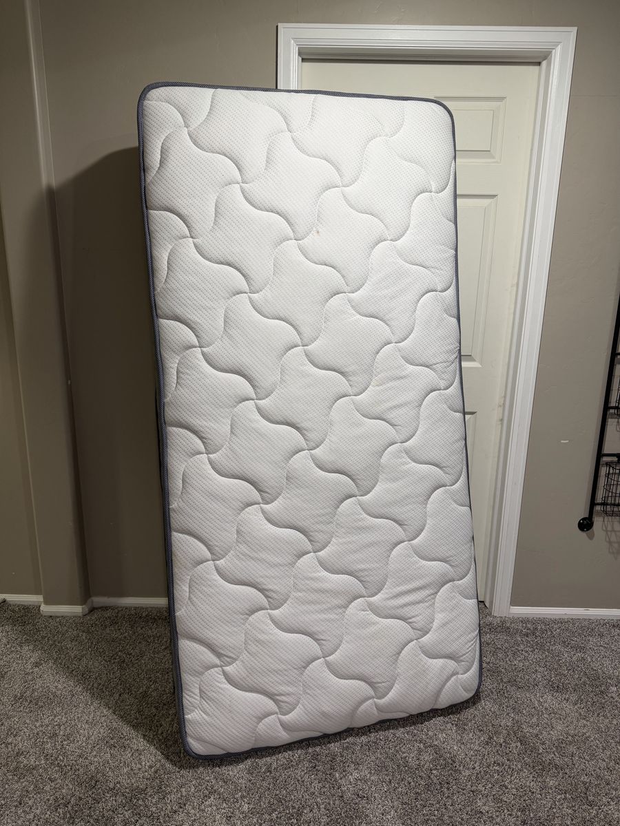 Quilted Twin Mattress White with Gray Trim
