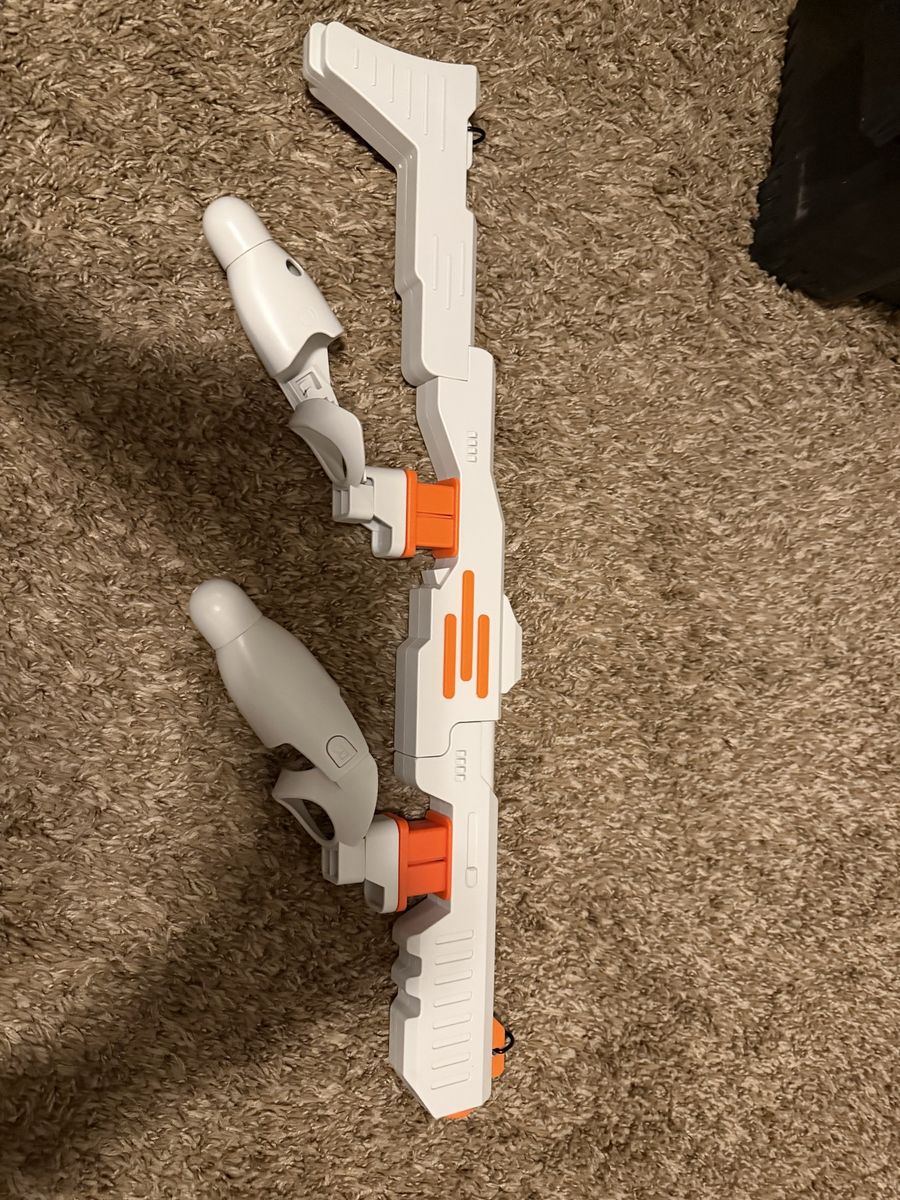 VR Gun Stock for Meta Quest 2 Controllers White and Orange