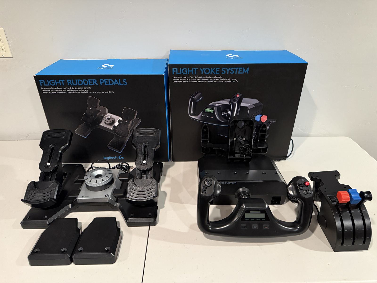 Logitech G Pro Flight Yoke System + Pro Flight Rudder Pedals Bundle NEW (Open Box)