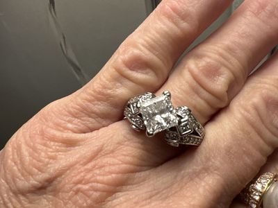 2.02 CT Princess cut Diamond Ring-18k WHITE GOLD