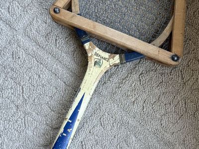 Vintage N.J. Magnan "Defiance" Wooden Tennis Racket w/ Original Press