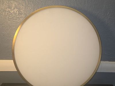Modern Round Flush Mount Ceiling Light Fixture with Gold Trim