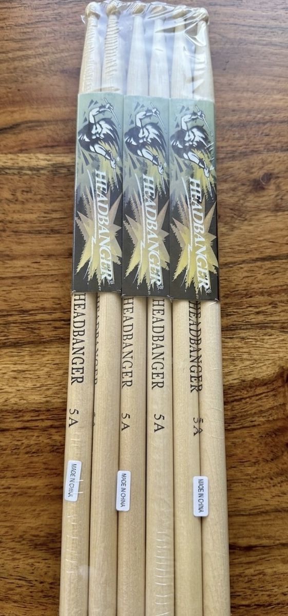 Headbanger 5A Hickory Drumsticks - New, Unopened 12-Pair Pack never used