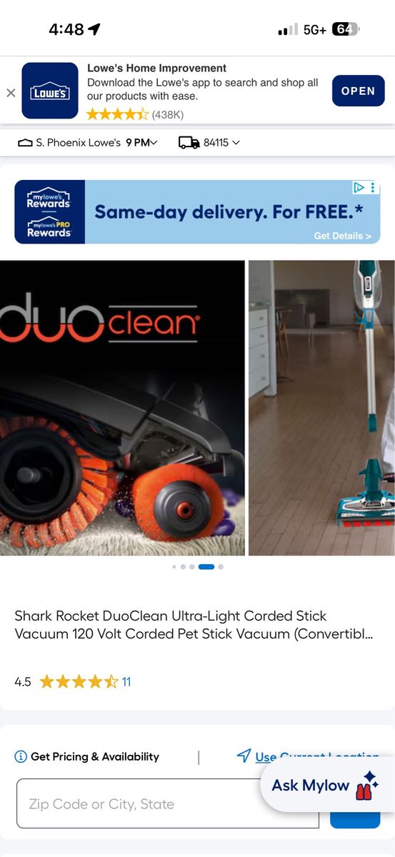 Shark DuoClean Corded Stick Vacuum Teal/Silver Multi-Surfaced 