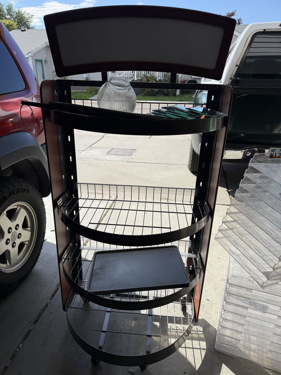 Multi-Tier Rolling Display Rack Cart with Wire Shelves