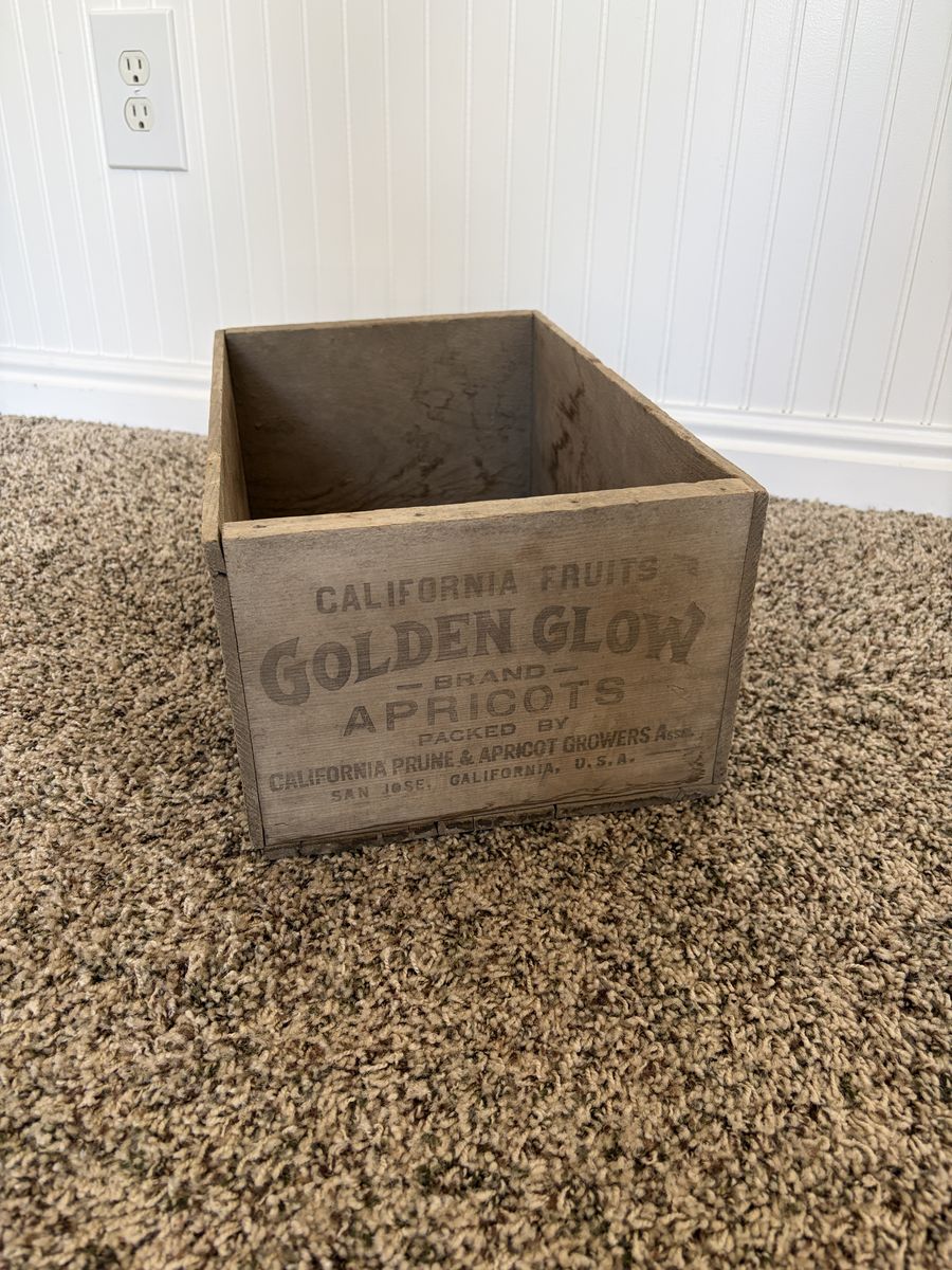 Vintage Golden Glow California Apricots Wood Crate -