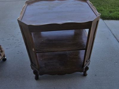 Vintage Wooden Multi-Tier Accent Table with Storage Shelves