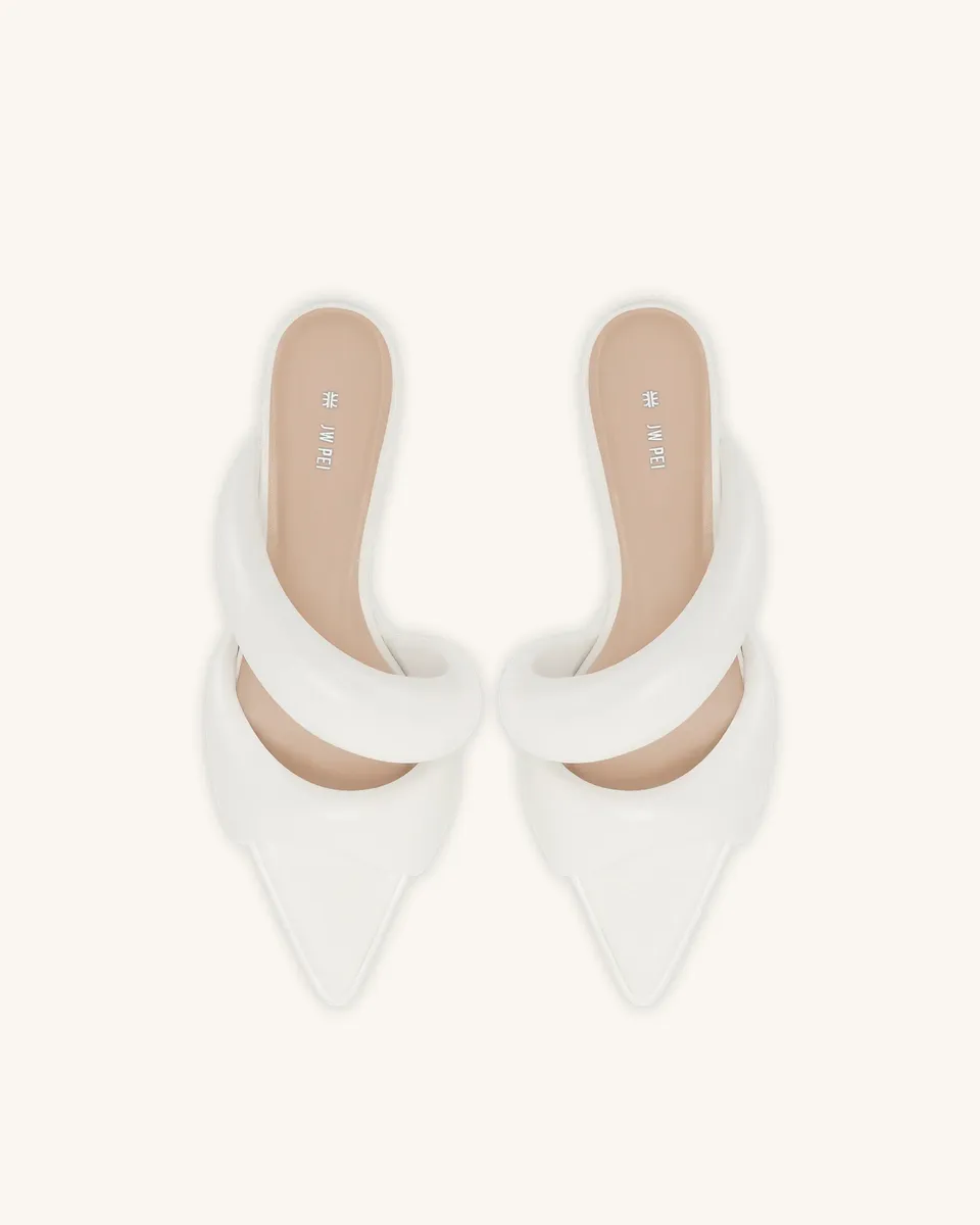 JW PEI Sara Puffy Mule Heels US Size 8 - 8.5 EU 39 White Retail Price US $99