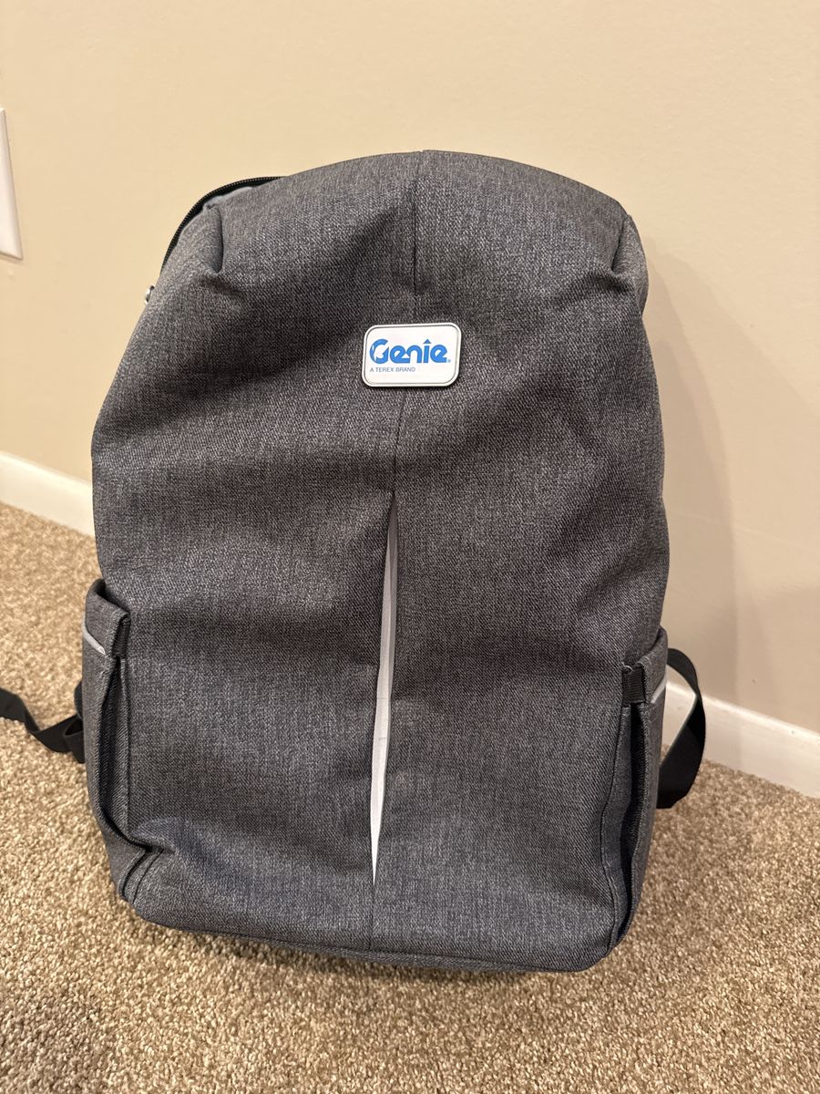 Genie Terex Brand Gray Laptop Backpack with Built-In USB Charging Cable