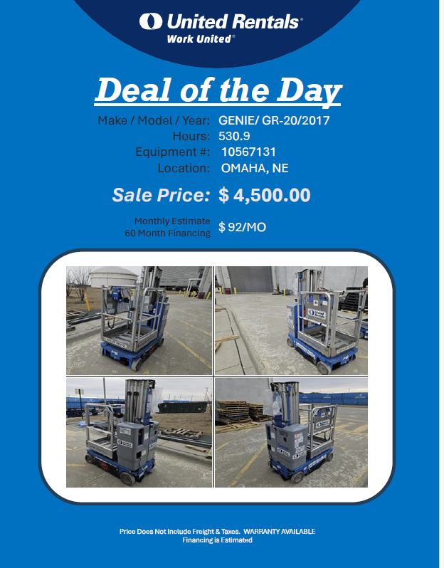 scissor genie Vert lift 20ft low hrs